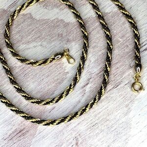 Vintage gold and black rope necklace